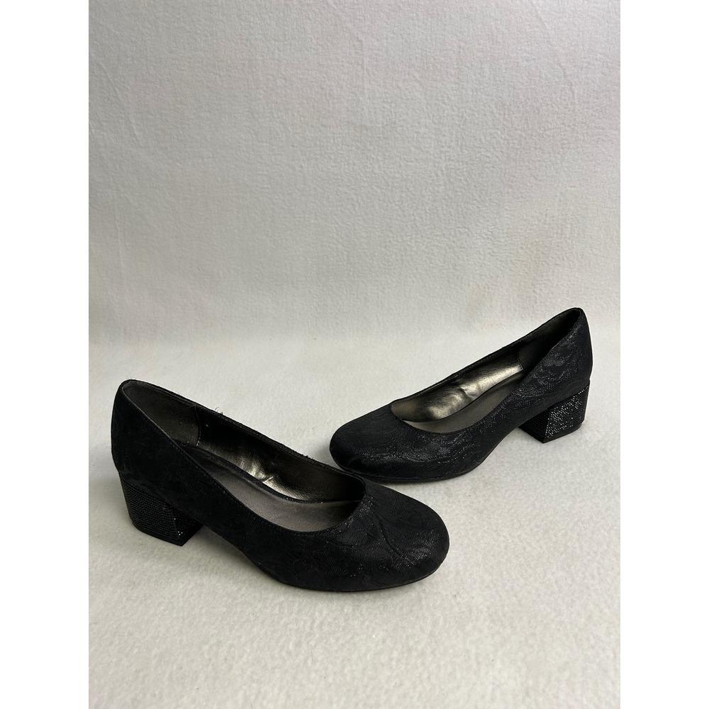 Goth Whimsigoth Kenneth Cole Reaction Womens 8M Black Floral Brocade Block Heels
